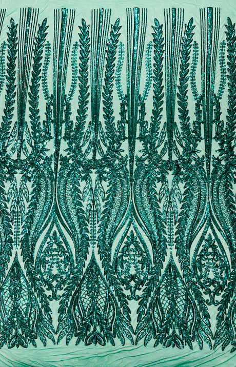 Damask Sequin Fabric - Damask Sequin Mesh, 54" Width (1 Yard)