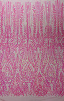 Damask Sequin Fabric - Damask Sequin Mesh, 54" Width (1 Yard)