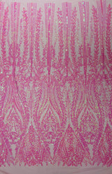 Damask Sequin Fabric - Damask Sequin Mesh, 54" Width (1 Yard)