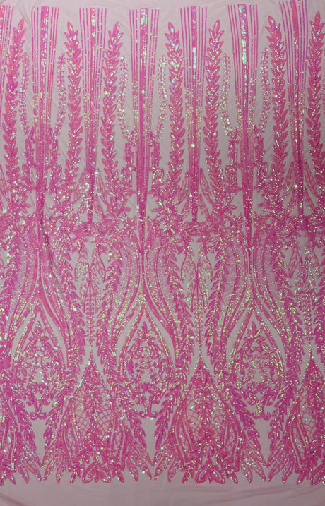 Damask Sequin Fabric - Damask Sequin Mesh, 54" Width (1 Yard)