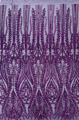 Damask Sequin Fabric - Damask Sequin Mesh, 54" Width (1 Yard)