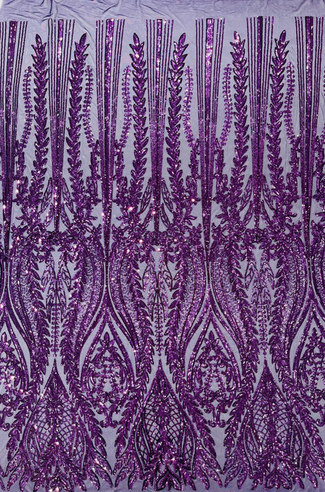 Damask Sequin Fabric - Damask Sequin Mesh, 54" Width (1 Yard)