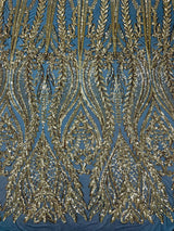 Damask Sequin Fabric - Damask Sequin Mesh, 54" Width (1 Yard)