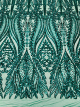 Damask Sequin Fabric - Damask Sequin Mesh, 54" Width (1 Yard)