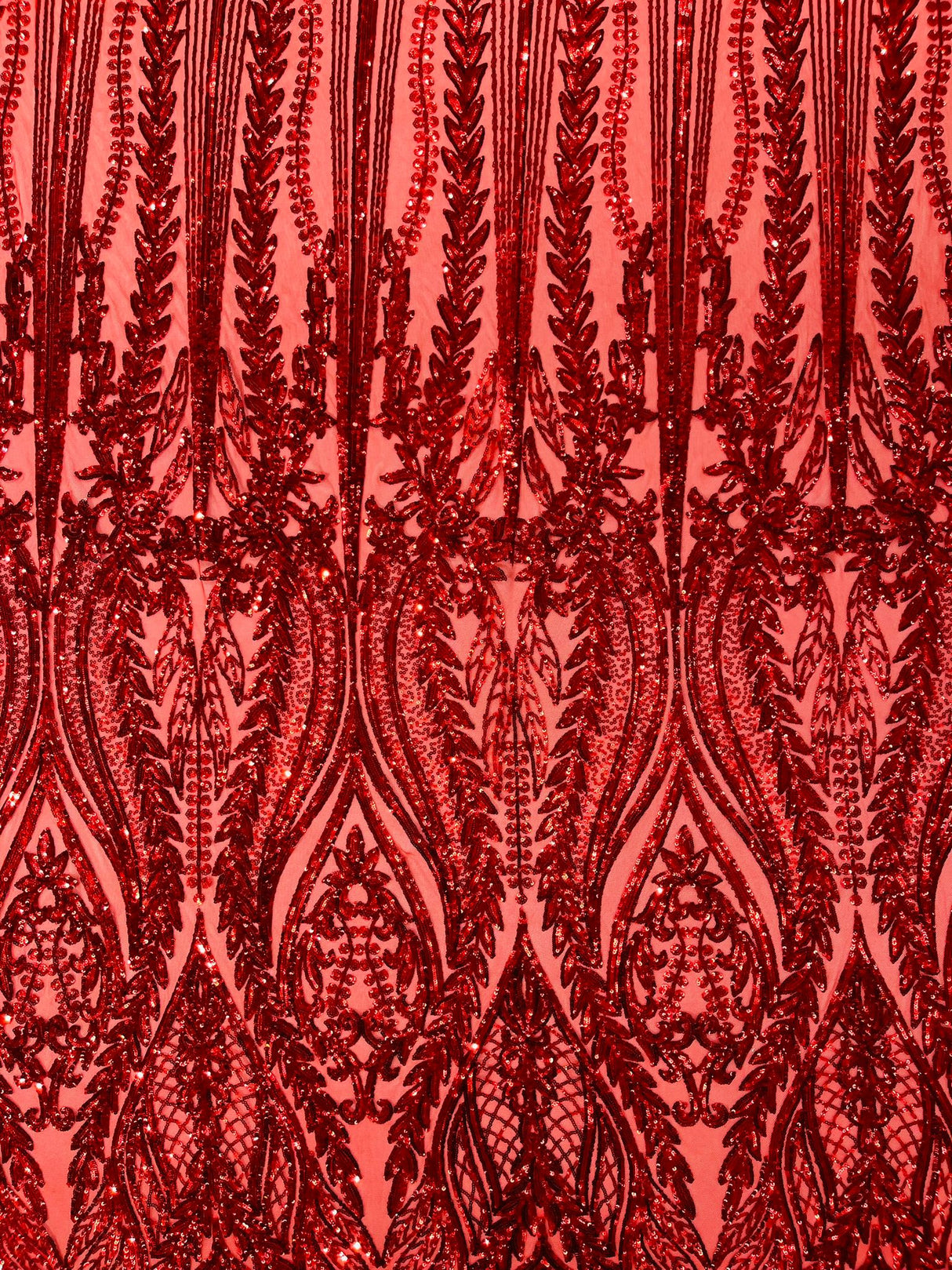 Damask Sequin Fabric - Damask Sequin Mesh, 54" Width (1 Yard)