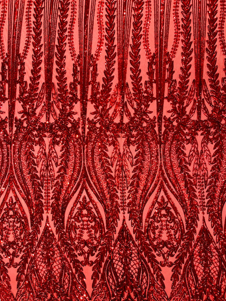 Damask Sequin Fabric - Damask Sequin Mesh, 54" Width (1 Yard)