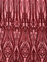 Damask Sequin Fabric - Damask Sequin Mesh, 54" Width (1 Yard)
