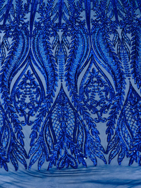 Damask Sequin Fabric - Damask Sequin Mesh, 54" Width (1 Yard)