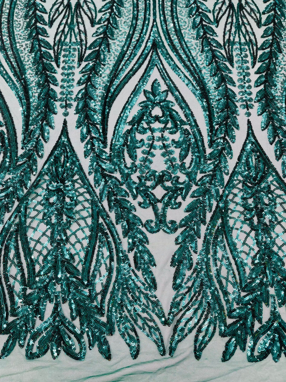 Damask Sequin Fabric - Damask Sequin Mesh, 54" Width (1 Yard)