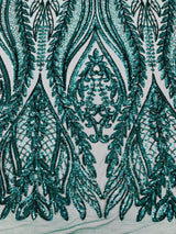 Damask Sequin Fabric - Damask Sequin Mesh, 54" Width (1 Yard)