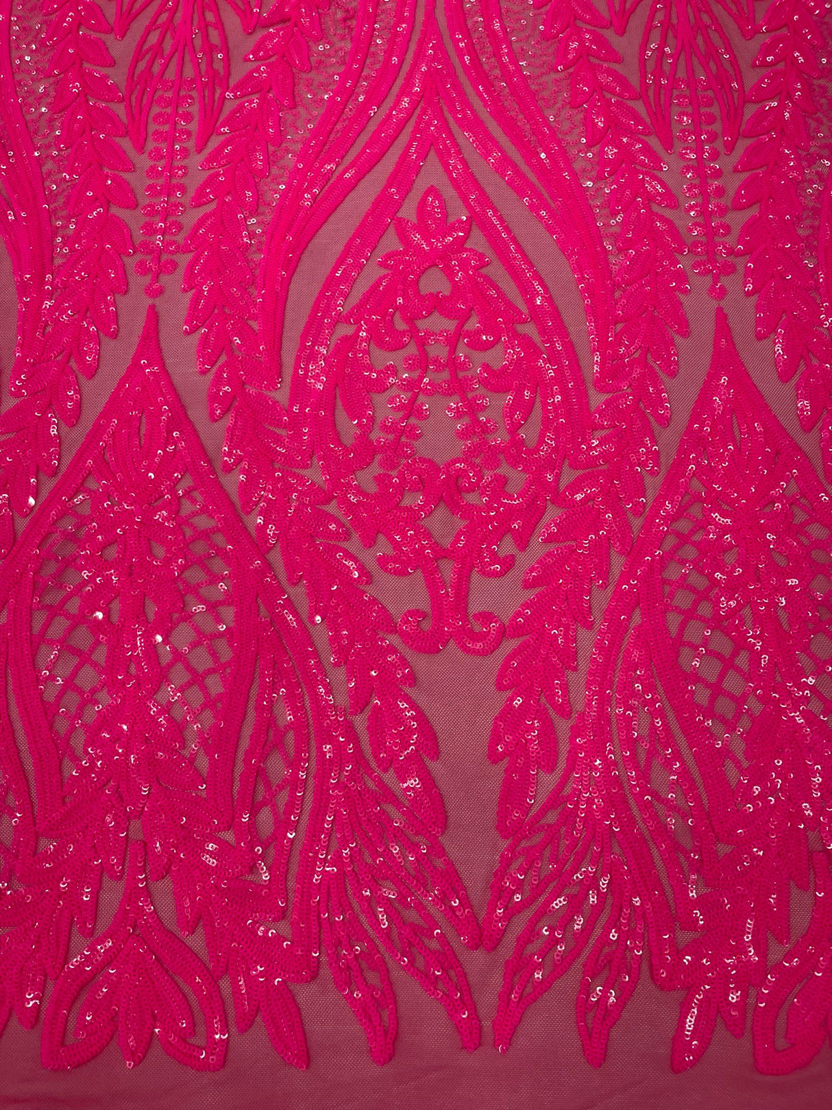 Damask Sequin Fabric - Damask Sequin Mesh, 54" Width (1 Yard)