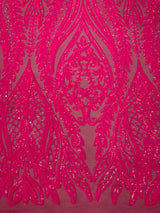 Damask Sequin Fabric - Damask Sequin Mesh, 54" Width (1 Yard)
