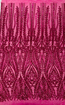 Damask Sequin Fabric - Damask Sequin Mesh, 54" Width (1 Yard)