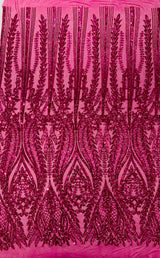 Damask Sequin Fabric - Damask Sequin Mesh, 54" Width (1 Yard)