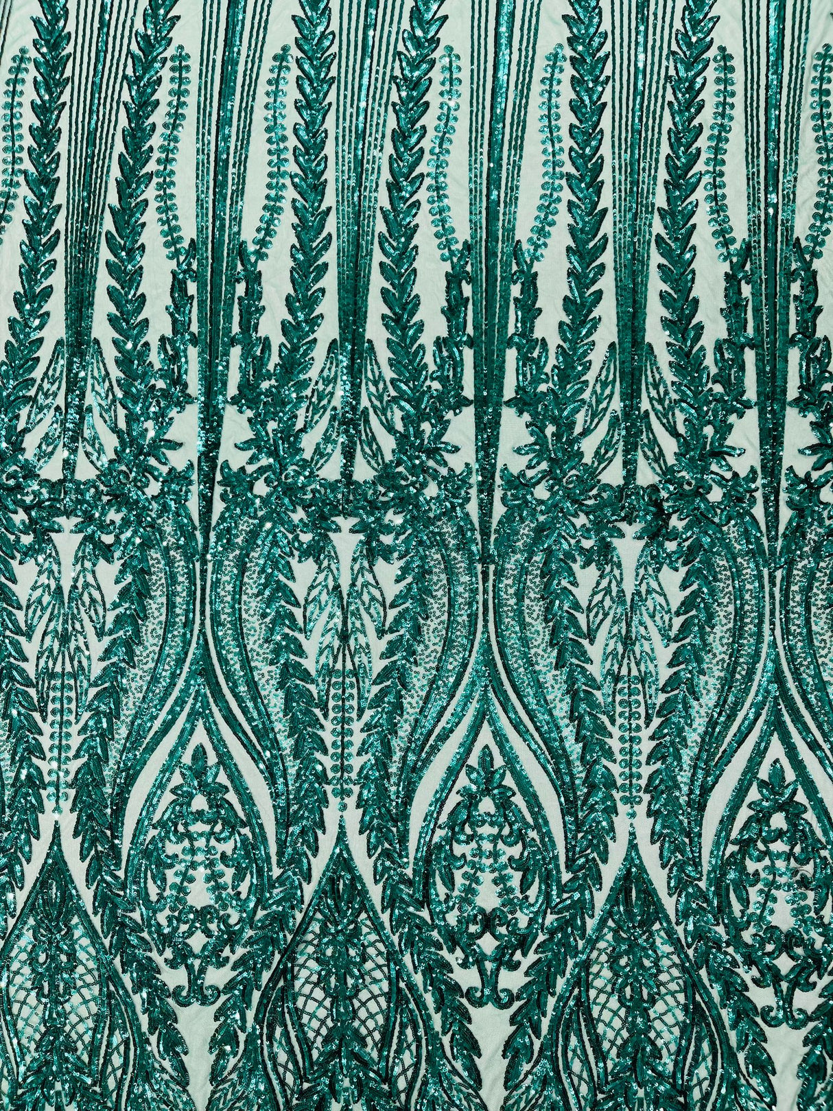 Damask Sequin Fabric - Damask Sequin Mesh, 54" Width (1 Yard)