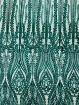Damask Sequin Fabric - Damask Sequin Mesh, 54" Width (1 Yard)