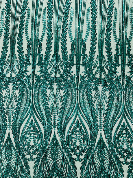 Damask Sequin Fabric - Damask Sequin Mesh, 54" Width (1 Yard)