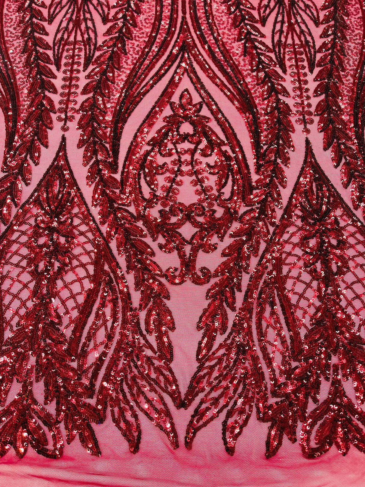 Damask Sequin Fabric - Damask Sequin Mesh, 54" Width (1 Yard)