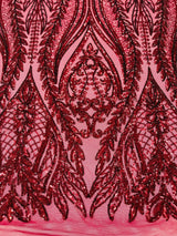 Damask Sequin Fabric - Damask Sequin Mesh, 54" Width (1 Yard)