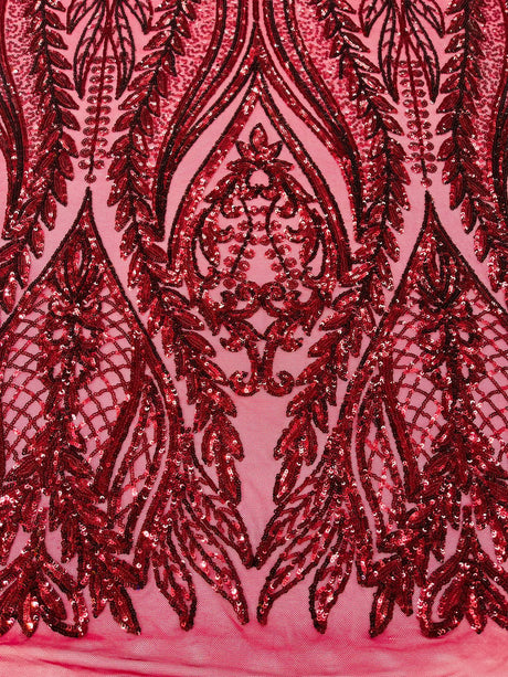Damask Sequin Fabric - Damask Sequin Mesh, 54" Width (1 Yard)