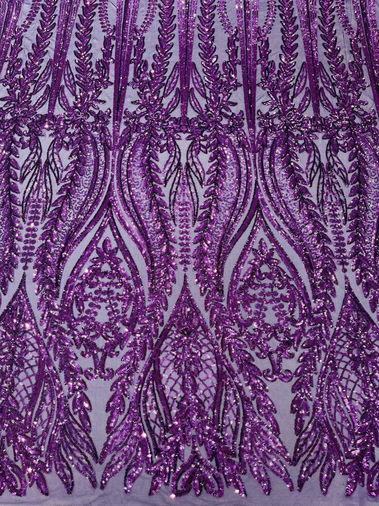Damask Sequin Fabric - Damask Sequin Mesh, 54" Width (1 Yard)