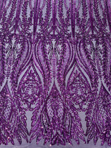 Damask Sequin Fabric - Damask Sequin Mesh, 54" Width (1 Yard)