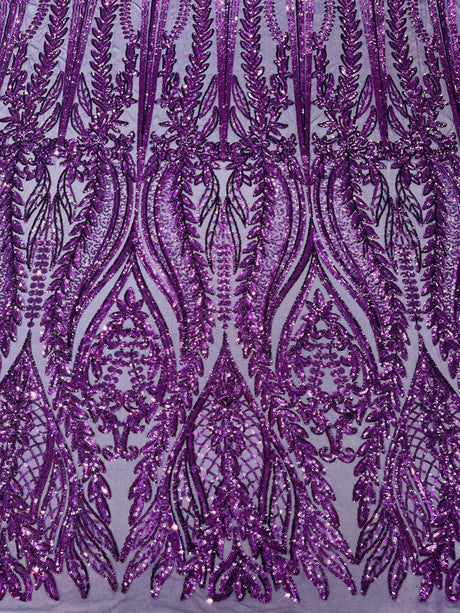 Damask Sequin Fabric - Damask Sequin Mesh, 54" Width (1 Yard)