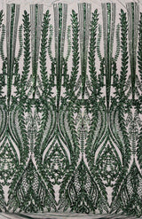 Damask Sequin Fabric - Damask Sequin Mesh, 54" Width (1 Yard)