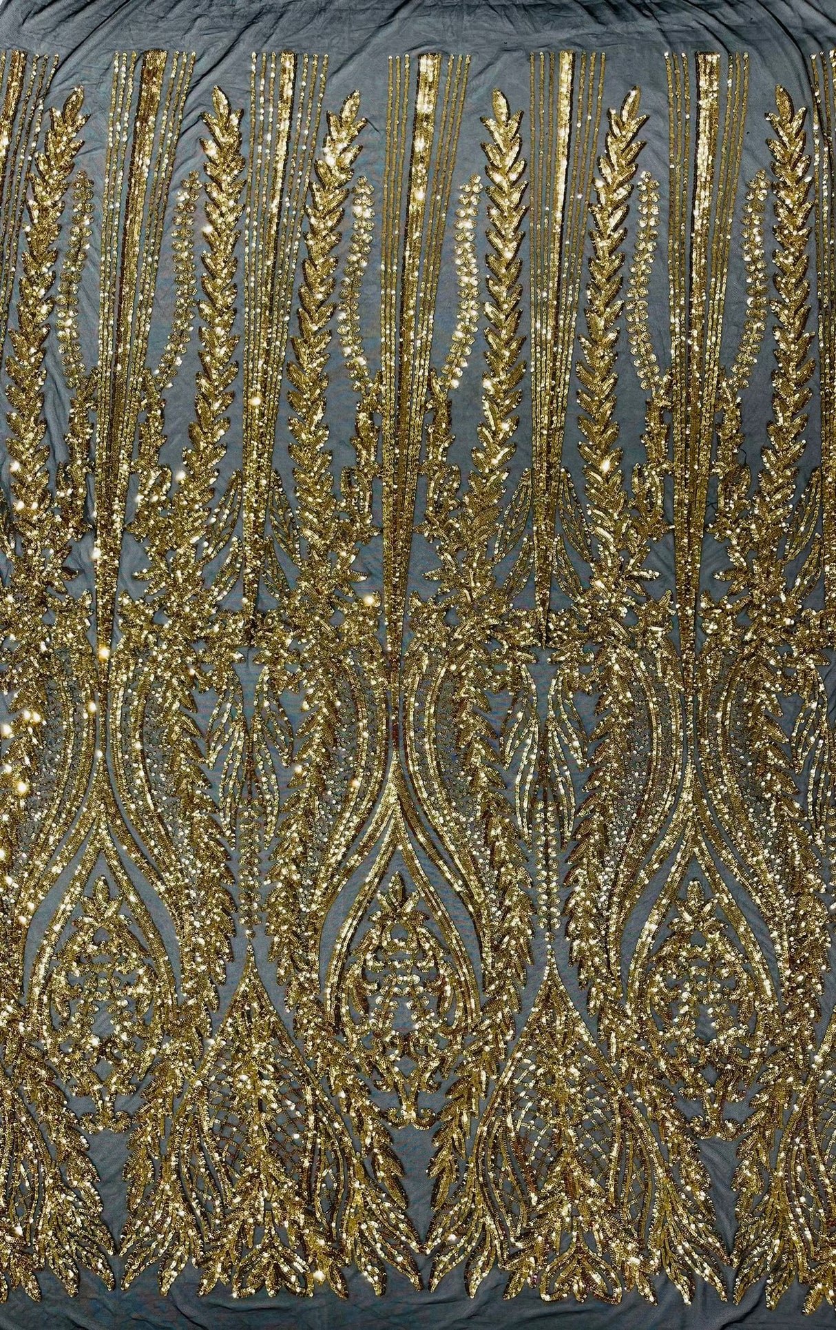 Damask Sequin Fabric - Damask Sequin Mesh, 54" Width (1 Yard)