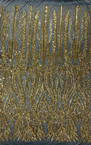 Damask Sequin Fabric - Damask Sequin Mesh, 54" Width (1 Yard)