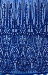 Damask Sequin Fabric - Damask Sequin Mesh, 54" Width (1 Yard)