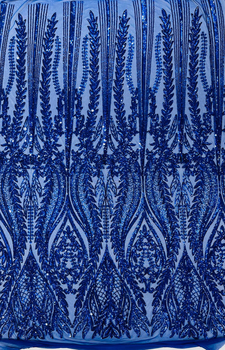 Damask Sequin Fabric - Damask Sequin Mesh, 54" Width (1 Yard)