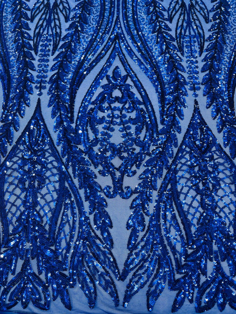 Damask Sequin Fabric - Damask Sequin Mesh, 54" Width (1 Yard)