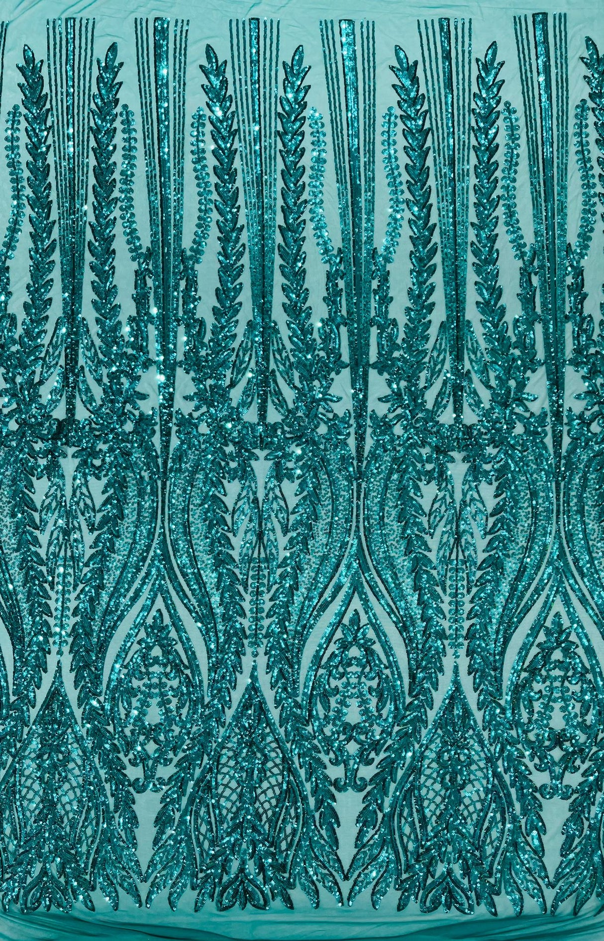 Damask Sequin Fabric - Damask Sequin Mesh, 54" Width (1 Yard)
