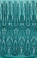 Damask Sequin Fabric - Damask Sequin Mesh, 54" Width (1 Yard)