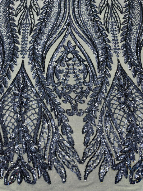 Damask Sequin Fabric - Damask Sequin Mesh, 54" Width (1 Yard)