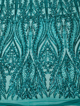 Damask Sequin Fabric - Damask Sequin Mesh, 54" Width (1 Yard)