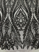 Damask Sequin Fabric - Damask Sequin Mesh, 54" Width (1 Yard)