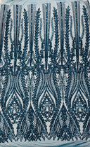 Damask Sequin Fabric - Damask Sequin Mesh, 54" Width (1 Yard)