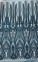 Damask Sequin Fabric - Damask Sequin Mesh, 54" Width (1 Yard)