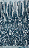 Damask Sequin Fabric - Damask Sequin Mesh, 54" Width (1 Yard)