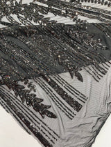 Damask Sequin Fabric - Damask Sequin Mesh, 54" Width (1 Yard)