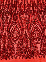 Damask Sequin Fabric - Damask Sequin Mesh, 54" Width (1 Yard)