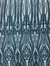 Damask Sequin Fabric - Damask Sequin Mesh, 54" Width (1 Yard)
