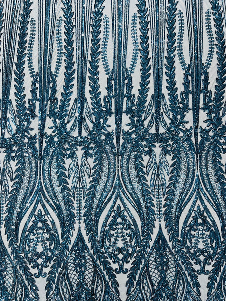 Damask Sequin Fabric - Damask Sequin Mesh, 54" Width (1 Yard)
