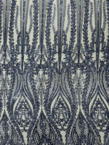 Damask Sequin Fabric - Damask Sequin Mesh, 54" Width (1 Yard)