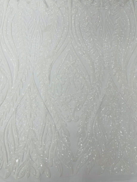 Damask Sequin Fabric - Damask Sequin Mesh, 54" Width (1 Yard)