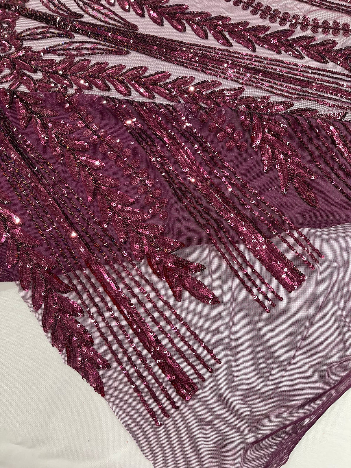Damask Sequin Fabric - Damask Sequin Mesh, 54" Width (1 Yard)