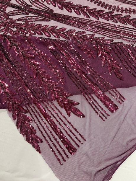Damask Sequin Fabric - Damask Sequin Mesh, 54" Width (1 Yard)