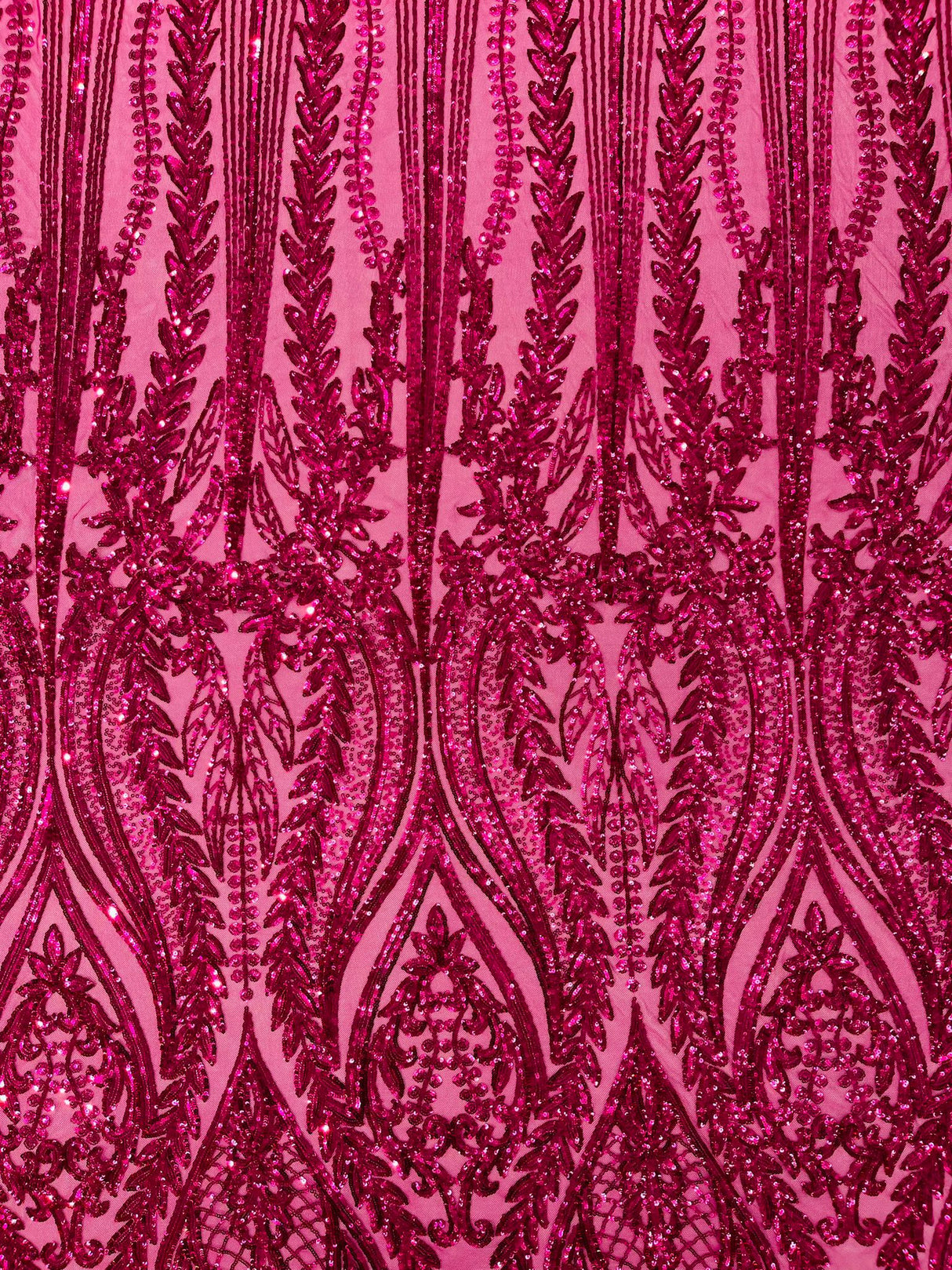 Damask Sequin Fabric - Damask Sequin Mesh, 54" Width (1 Yard)